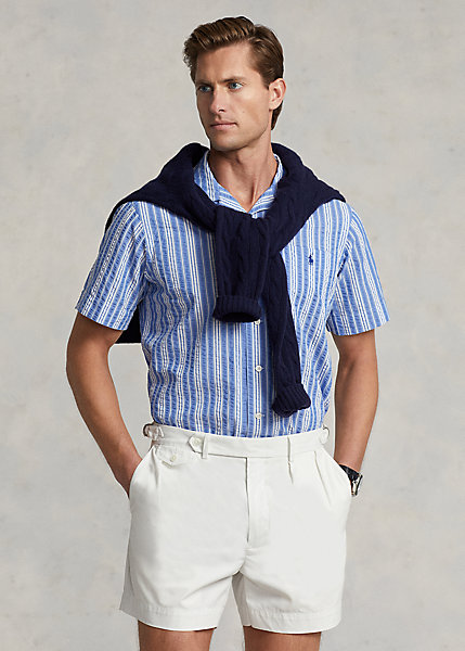 Classic Fit Striped Seersucker Shirt