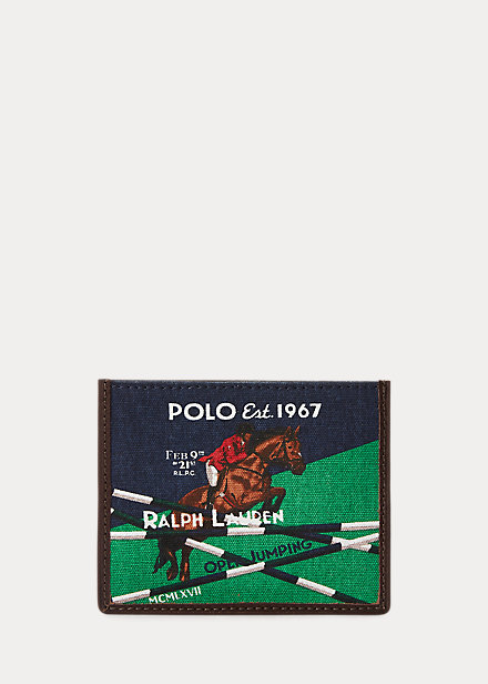 Equestrian Canvas & Leather Card Case
