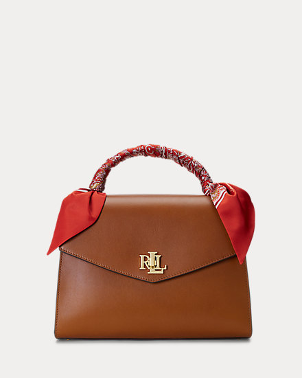 Scarf-Trim Leather Medium Farrah Satchel