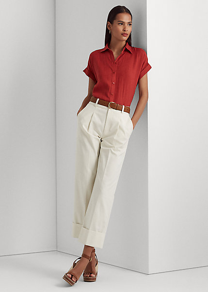 Double-Faced Stretch Cotton Ankle Pant