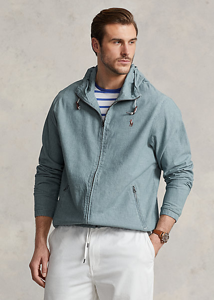 Indigo Chambray Hooded Jacket