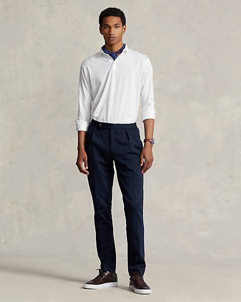 Pleated Double-Knit Suit Trouser