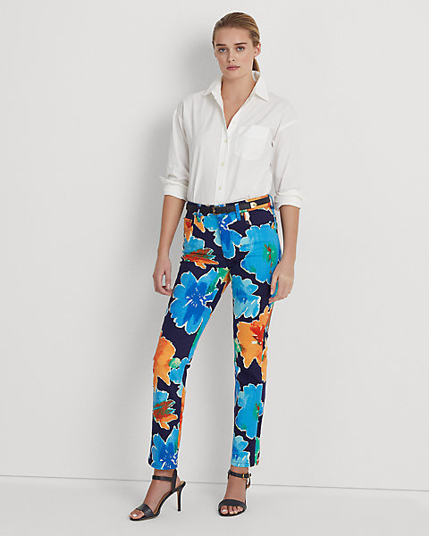 Floral High-Rise Straight Ankle Jean