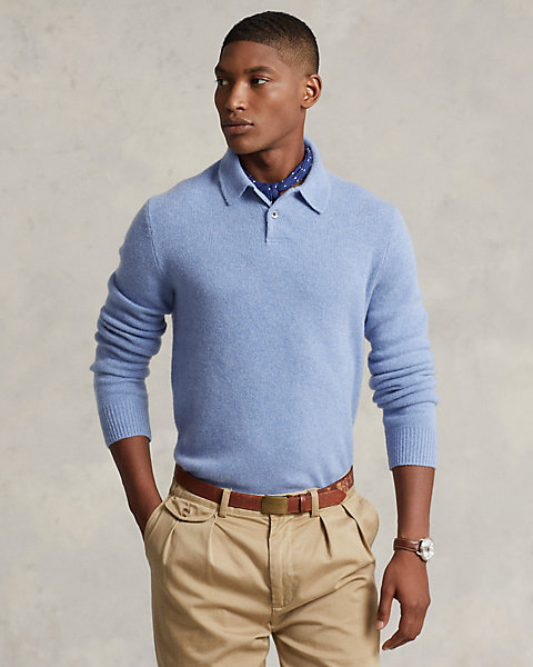 Cashmere Polo-Collar Sweater