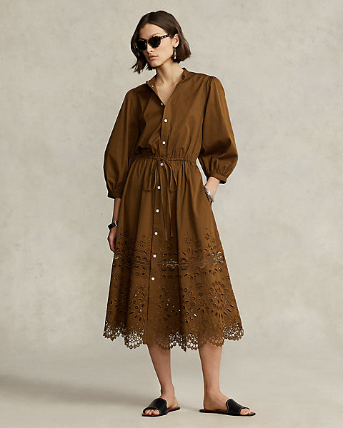 Eyelet-Embroidered Cotton Shirtdress