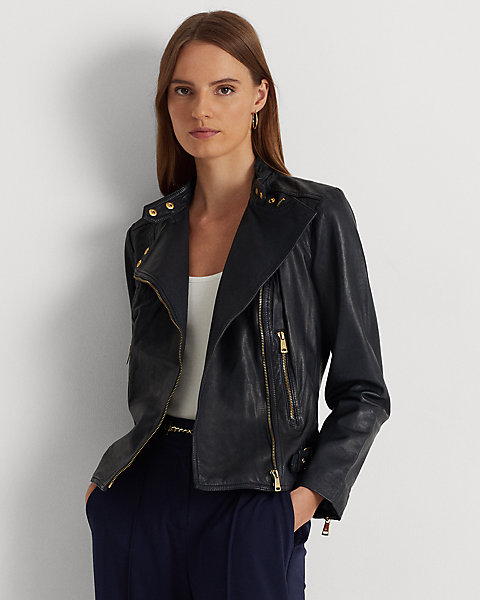 Tumbled Leather Moto Jacket
