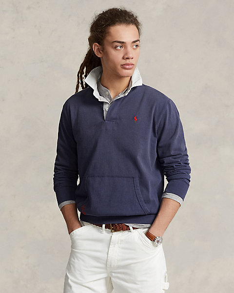 Classic Fit Flag-Patch Rugby Shirt