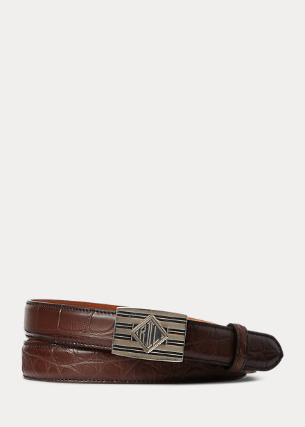 Monogram-Buckle Alligator Belt