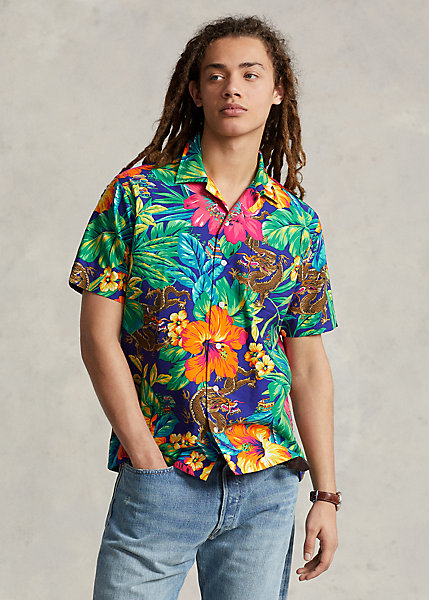 Classic Fit Tropical Oxford Camp Shirt