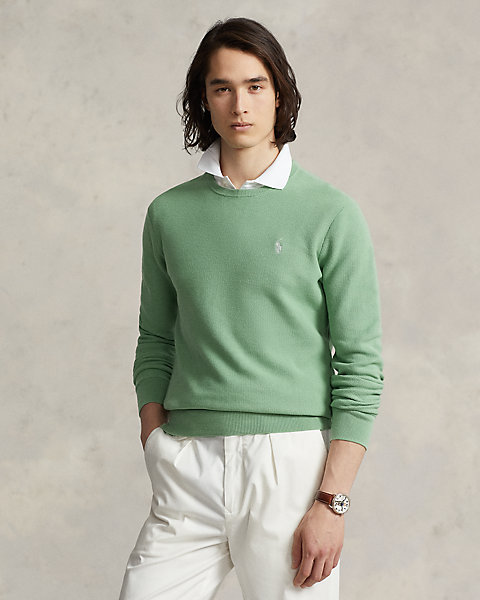 Textured Cotton Crewneck Sweater