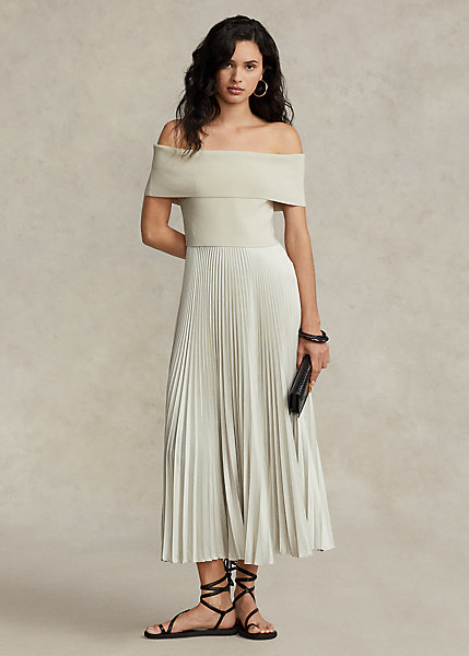 Hybrid Off-the-Shoulder Pleated Dress