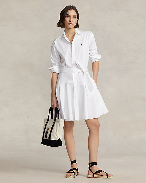 Paneled Cotton Shirtdress