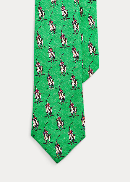 Polo Player-Print Linen Tie