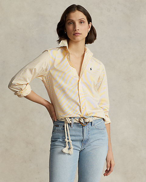 Straight Fit Striped Cotton Shirt