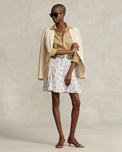 Cotton A-Line Godet Skirt