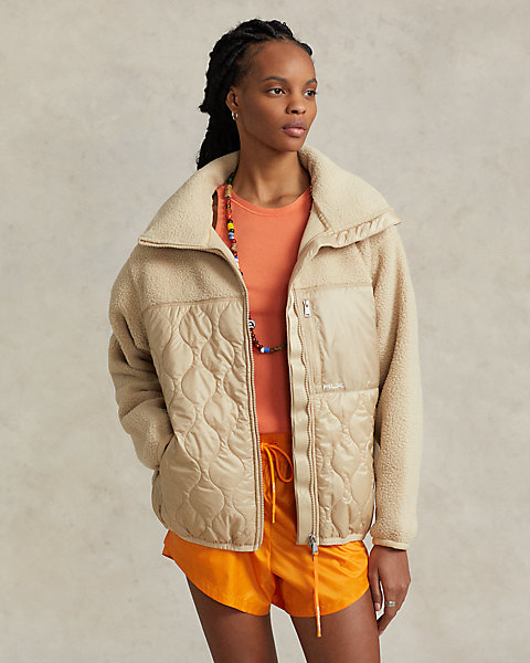 Hybrid High-Pile & Ripstop-Panel Jacket