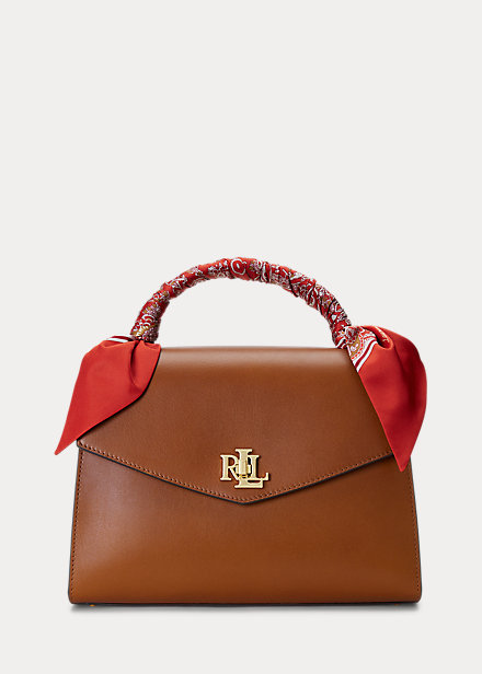 Scarf-Trim Leather Medium Farrah Satchel