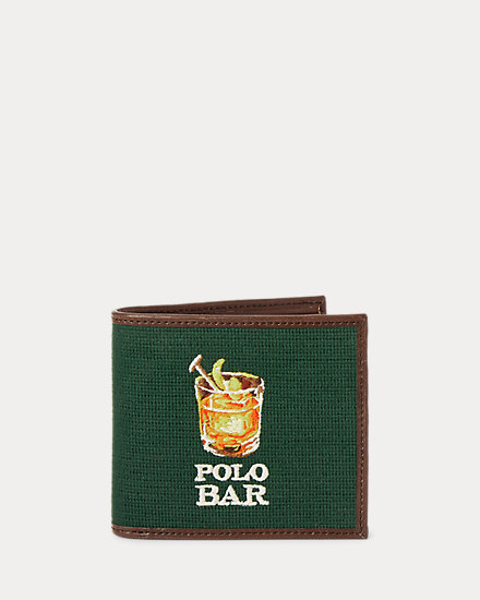 Polo Bar Needlepoint Billfold Wallet