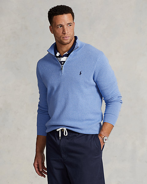Textured Cotton Quarter-Zip Sweater