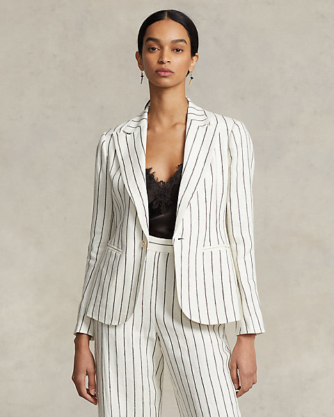 Striped Linen Jacquard Blazer