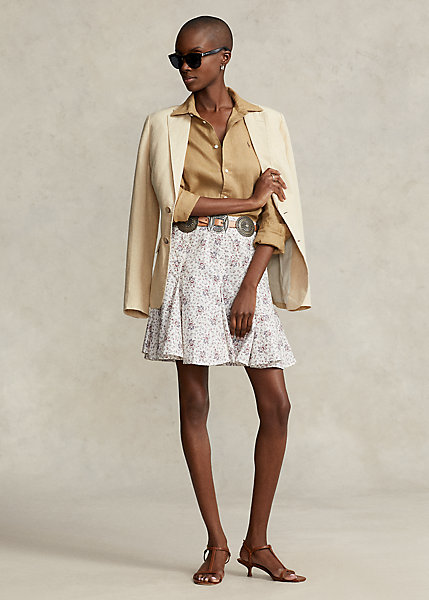 Cotton A-Line Godet Skirt