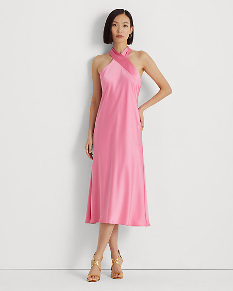 Satin Charmeuse Halter Cocktail Dress