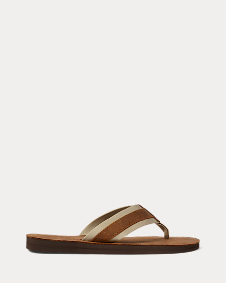 Grosgrain-Trim Suede Flip-Flop