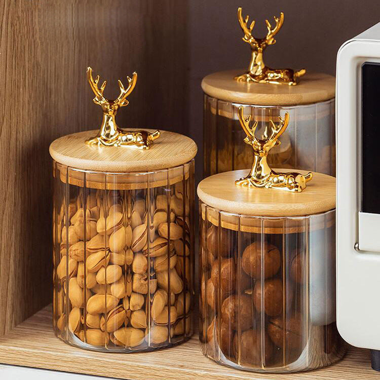 Gold Glass Vertical Stripe Storage Tank