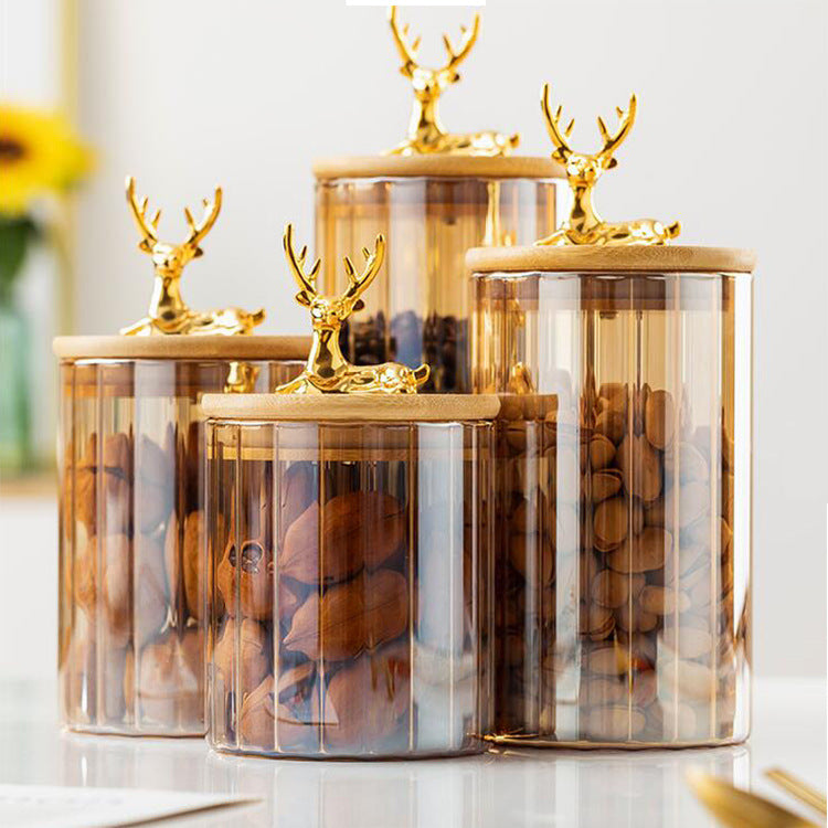 Gold Glass Vertical Stripe Storage Tank