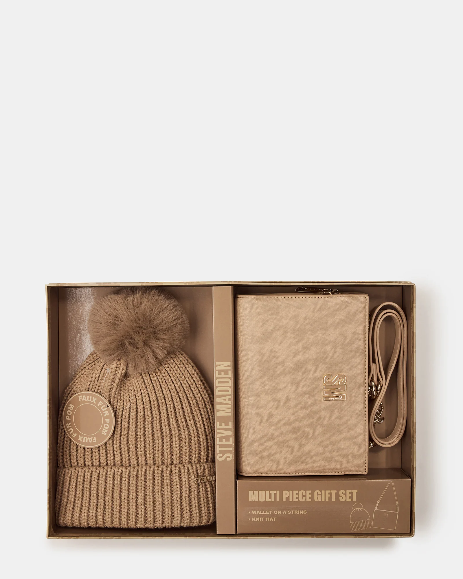 HANDBAG AND HAT GIFT SET CAMEL FABRIC