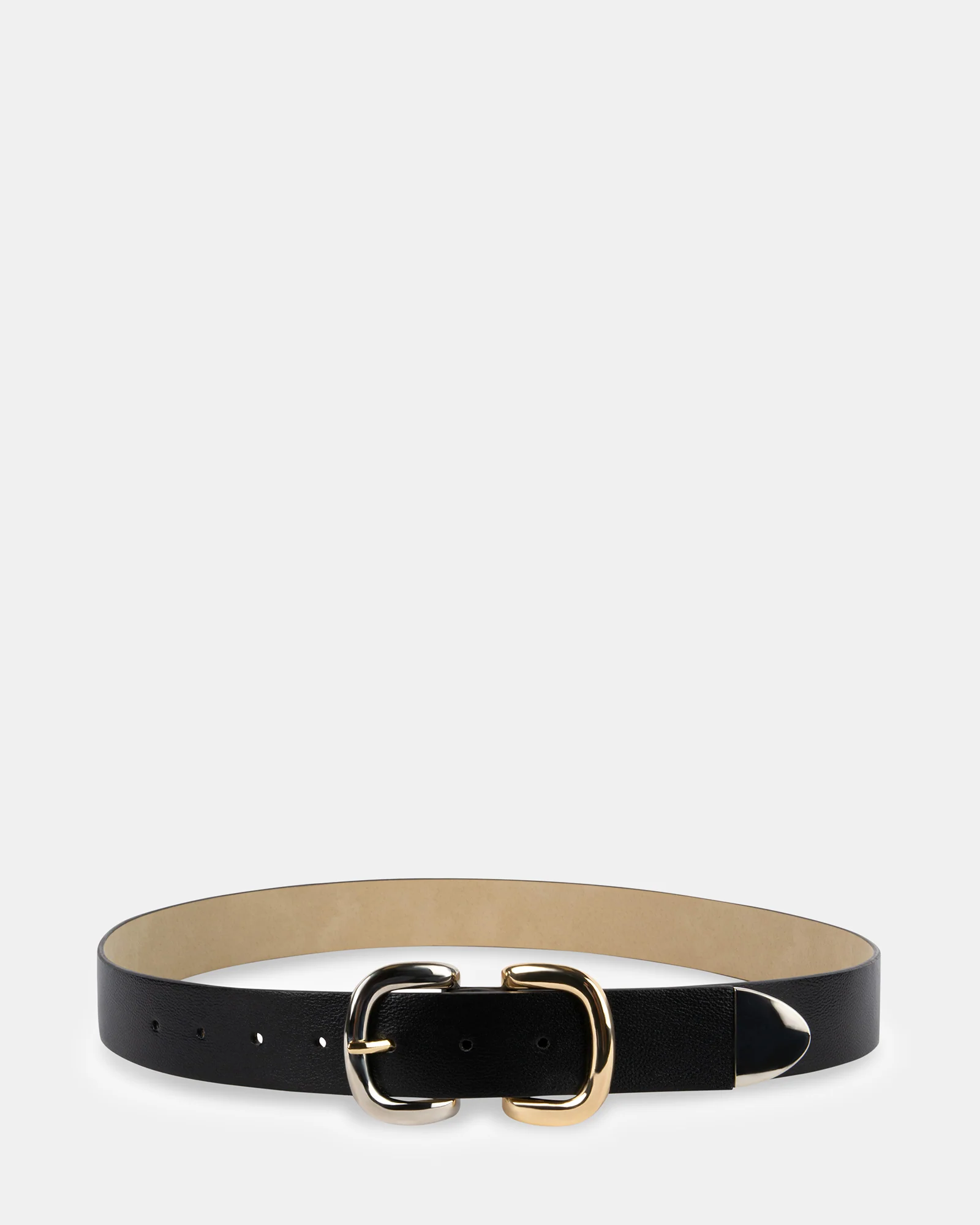 TWO TONE DOUBLE BUCKLE BELT BLACK