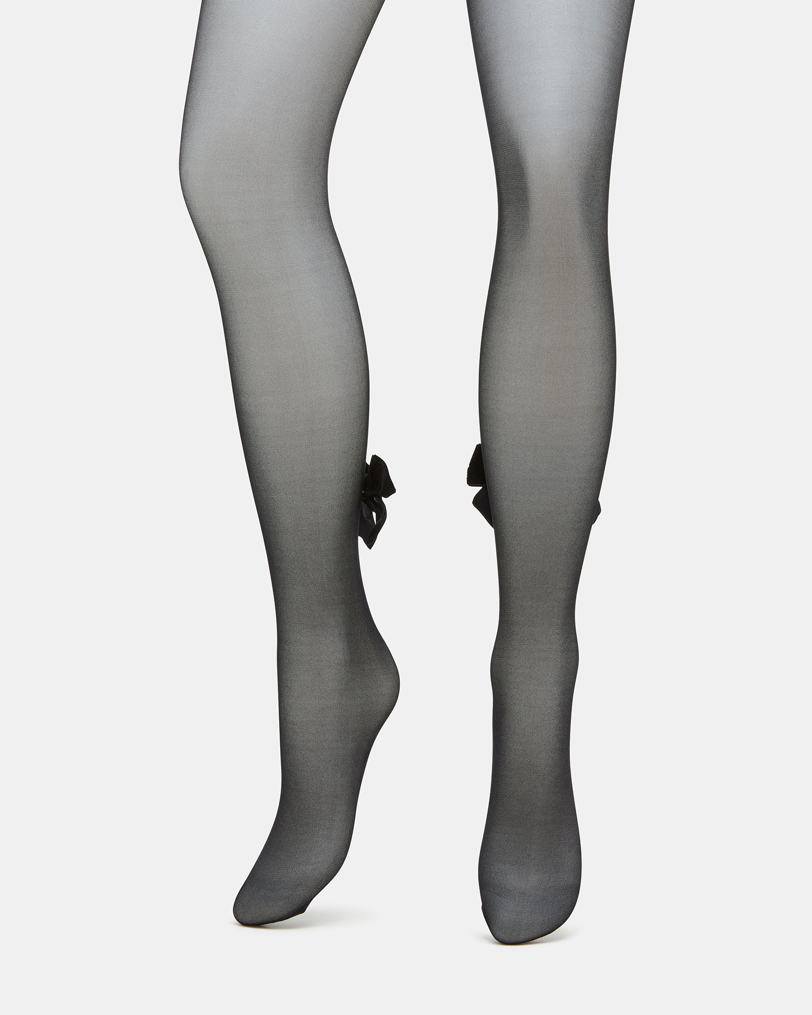 VELVET BOW TIGHTS BLACK