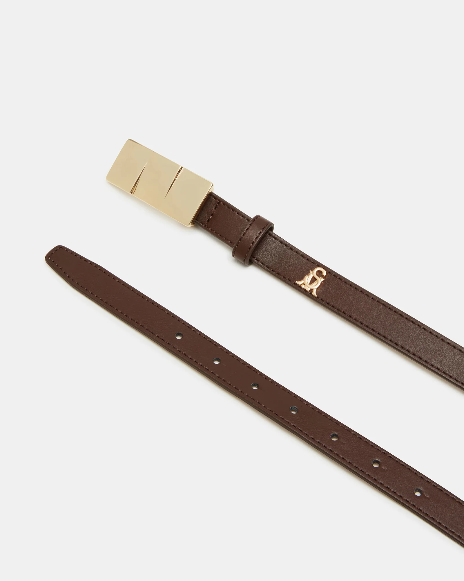 STACKED SQUARE BUCKLE BELT CHOCOLATE