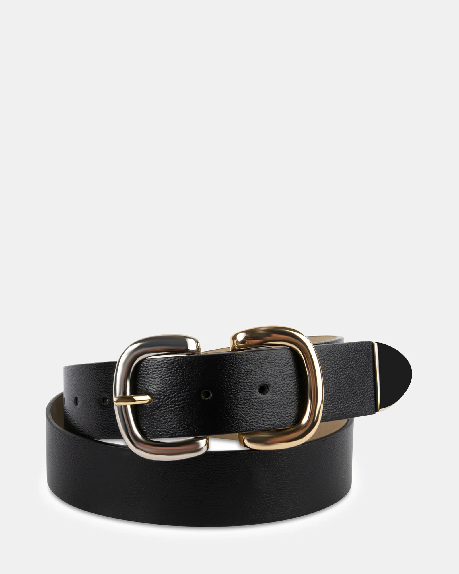 TWO TONE DOUBLE BUCKLE BELT BLACK