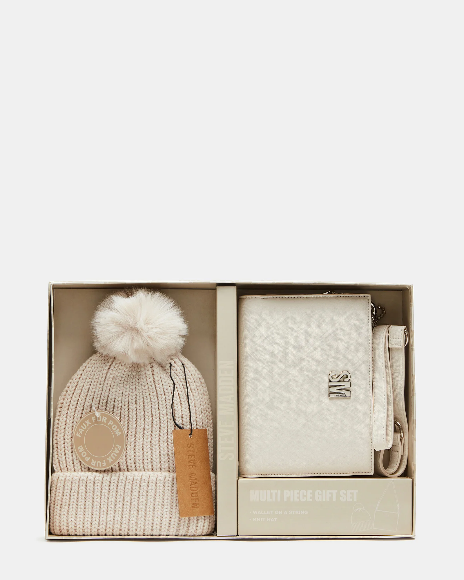 HANDBAG AND HAT GIFT SET CREAM FABRIC