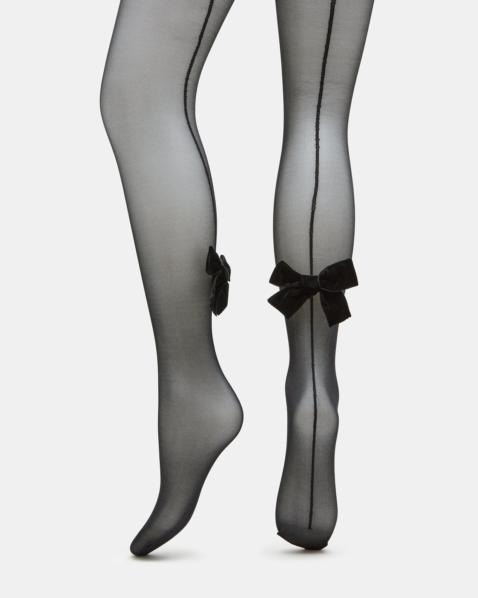 VELVET BOW TIGHTS BLACK