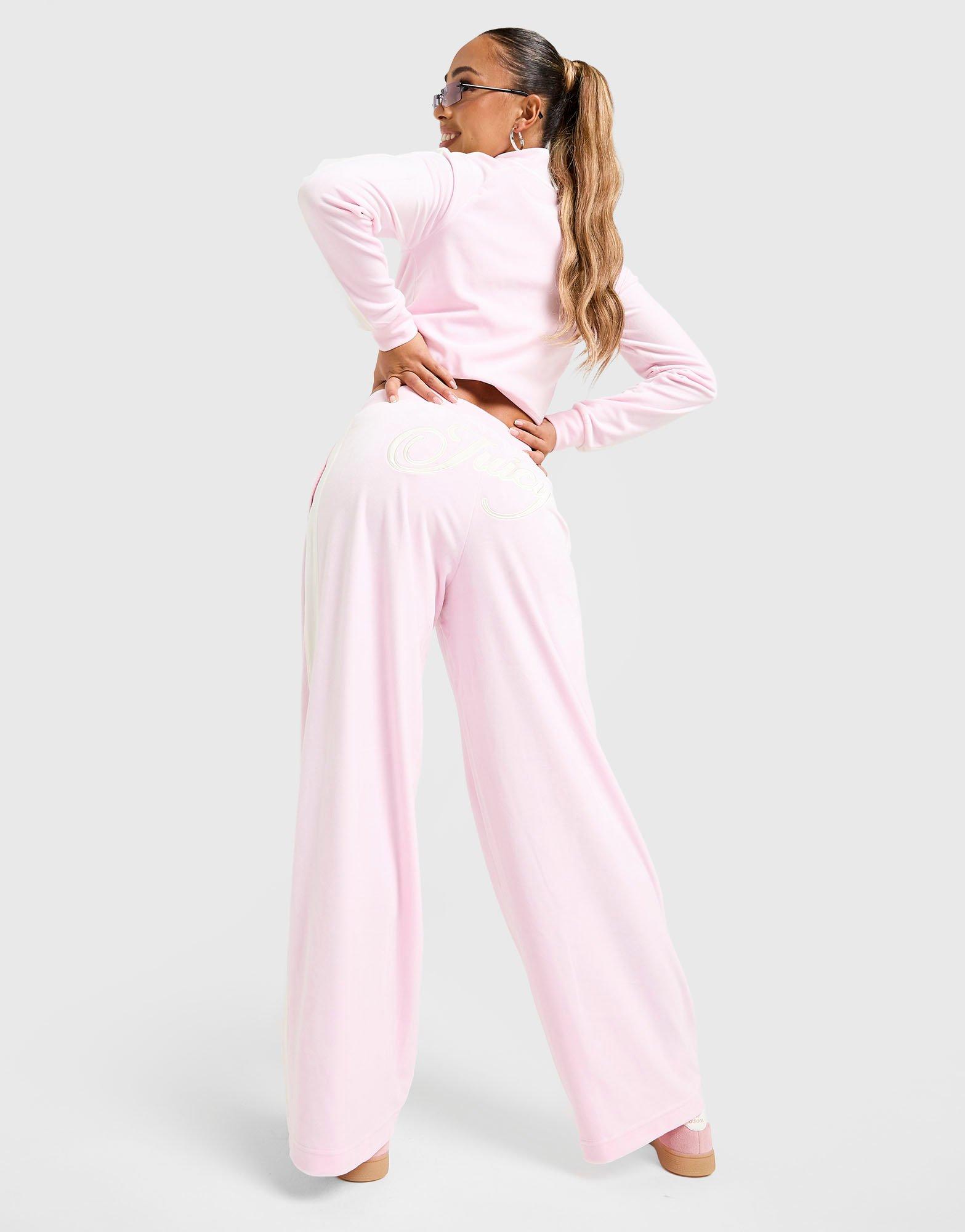 Script Velour Wide Track Pants