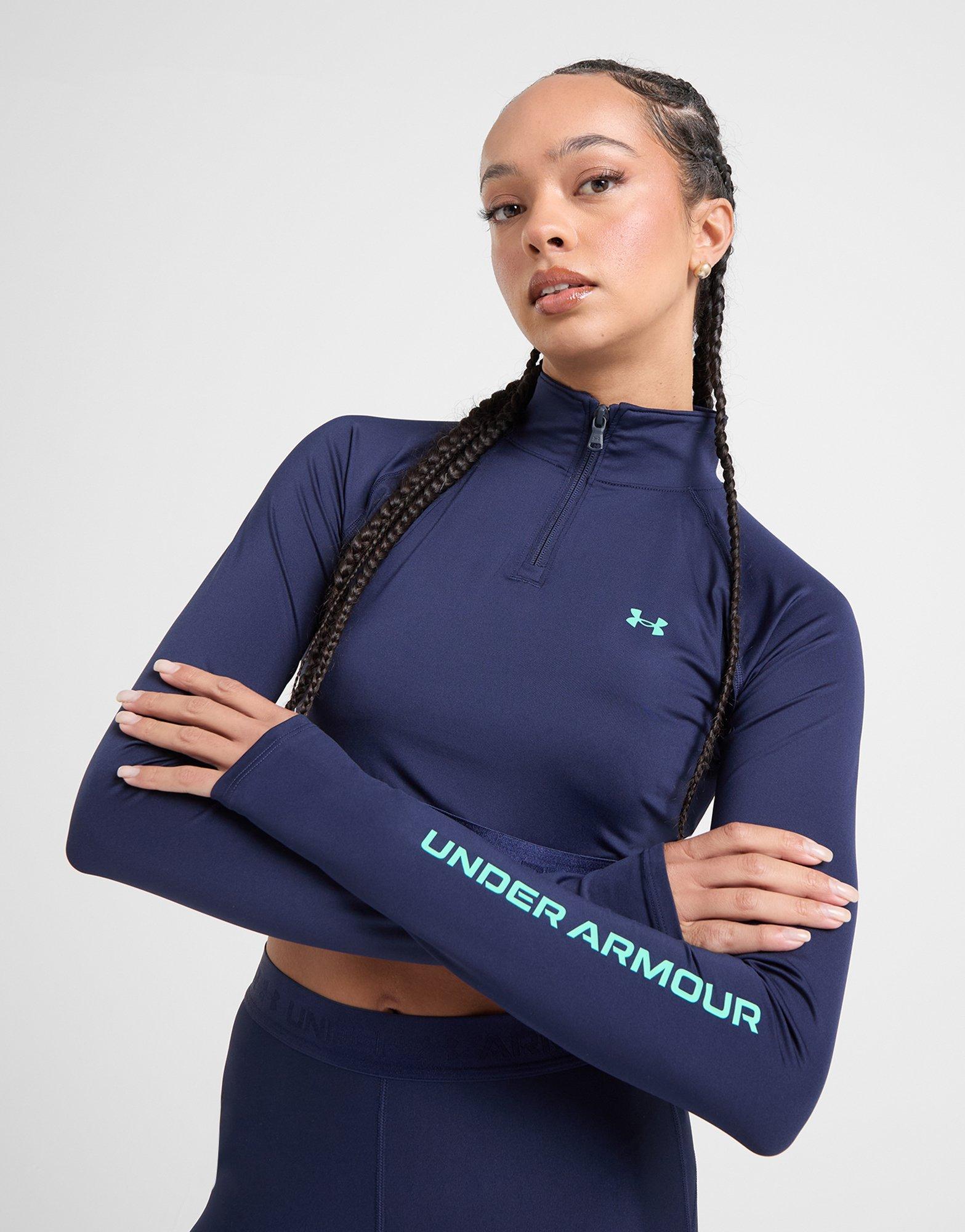 HeatGear Wordmark 1/4 Zip Crop Top