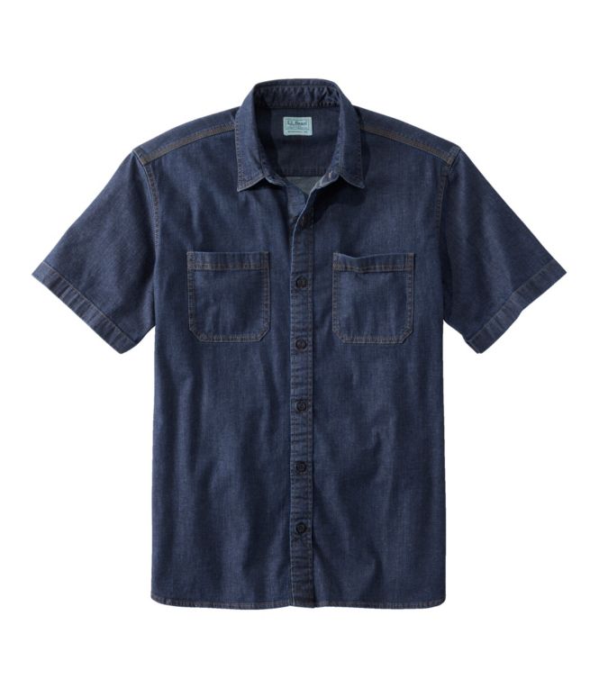 Men's BeanFlex? Denim Shirt, Short-Sleeve, Slightly Fitted Untucked Fit