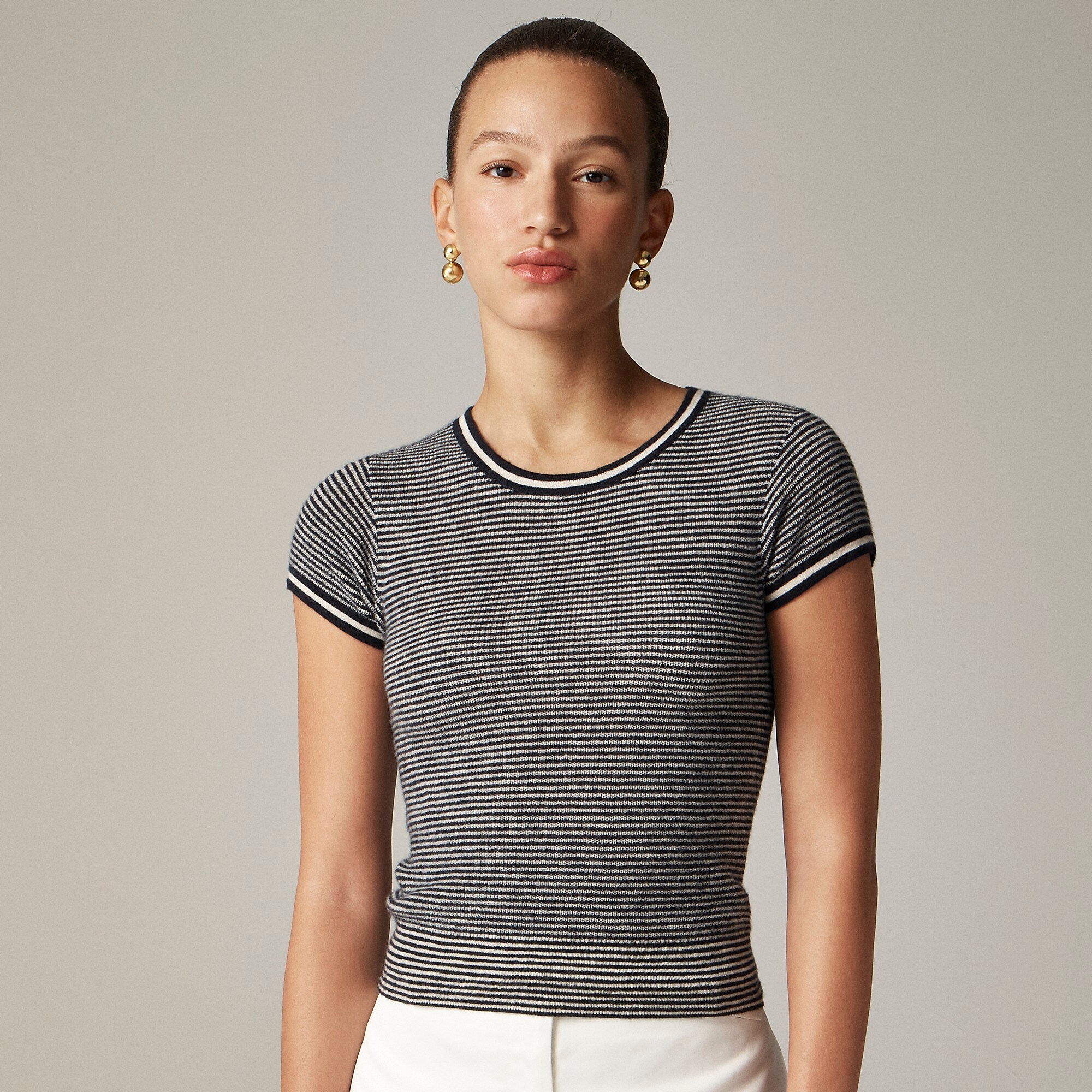 Ribbed featherweight cashmere T-shirt-Ink Navy Muslin