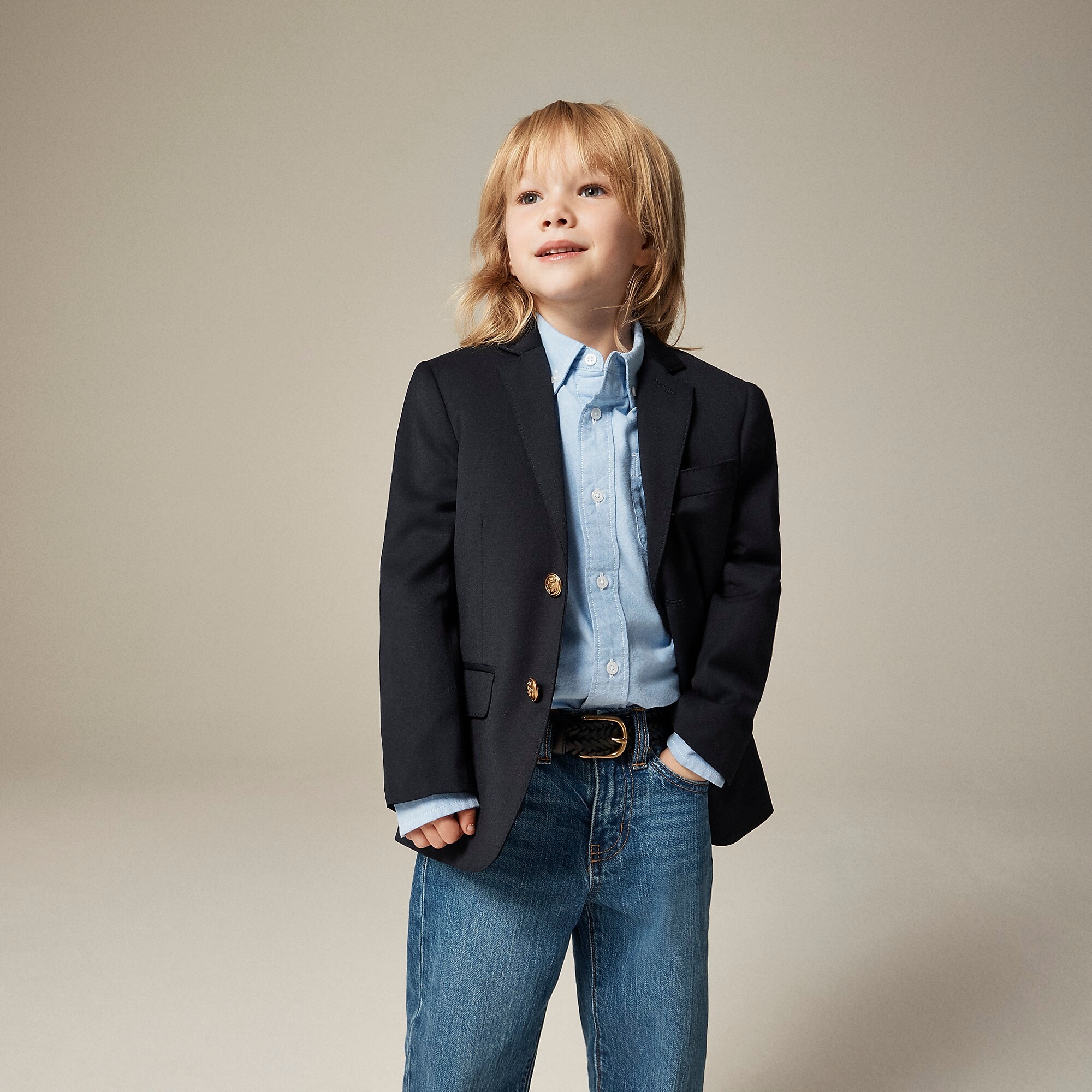 Boys' Ludlow two-button blazer in navy wool blend-Classic Navy