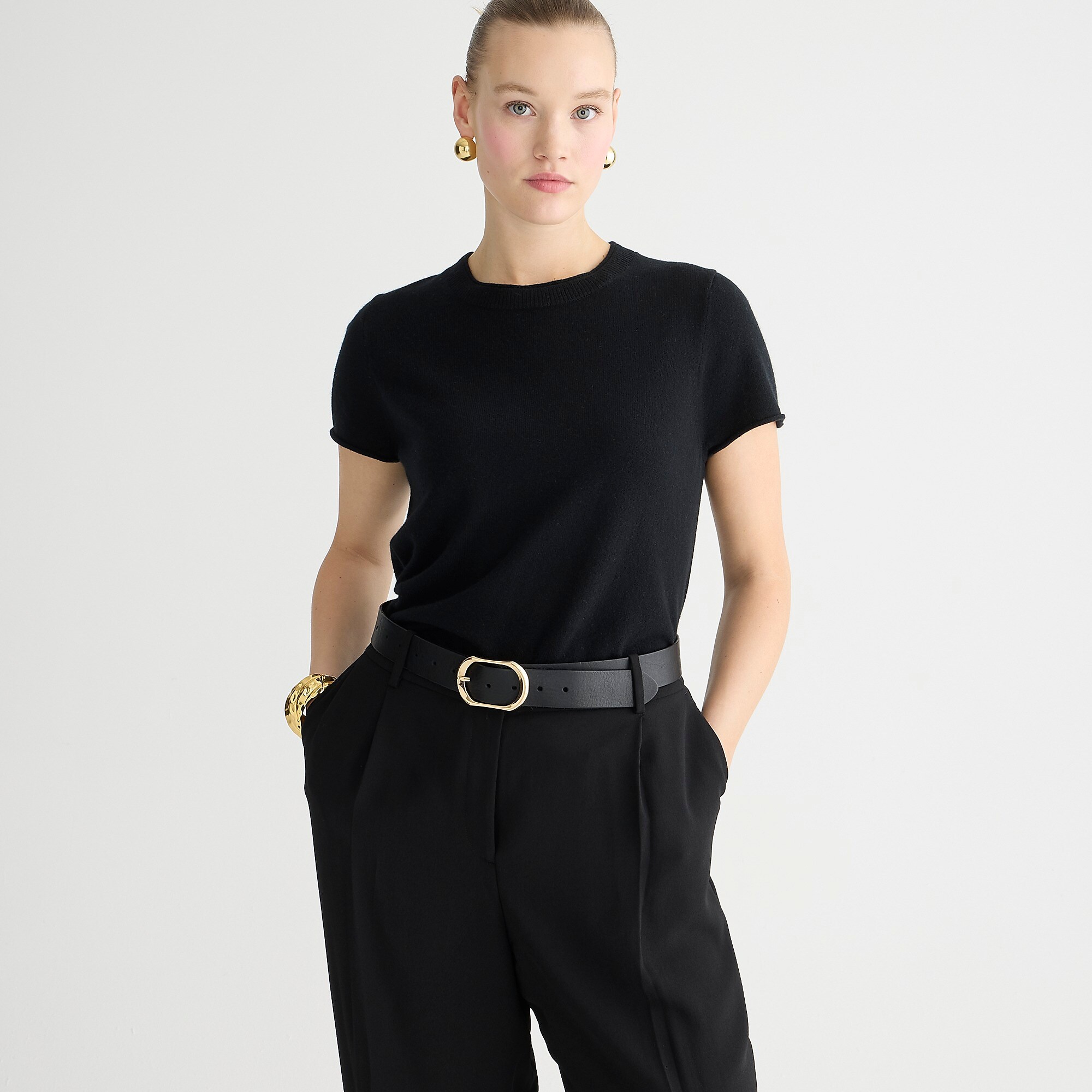 Cashmere relaxed T-shirt-Black