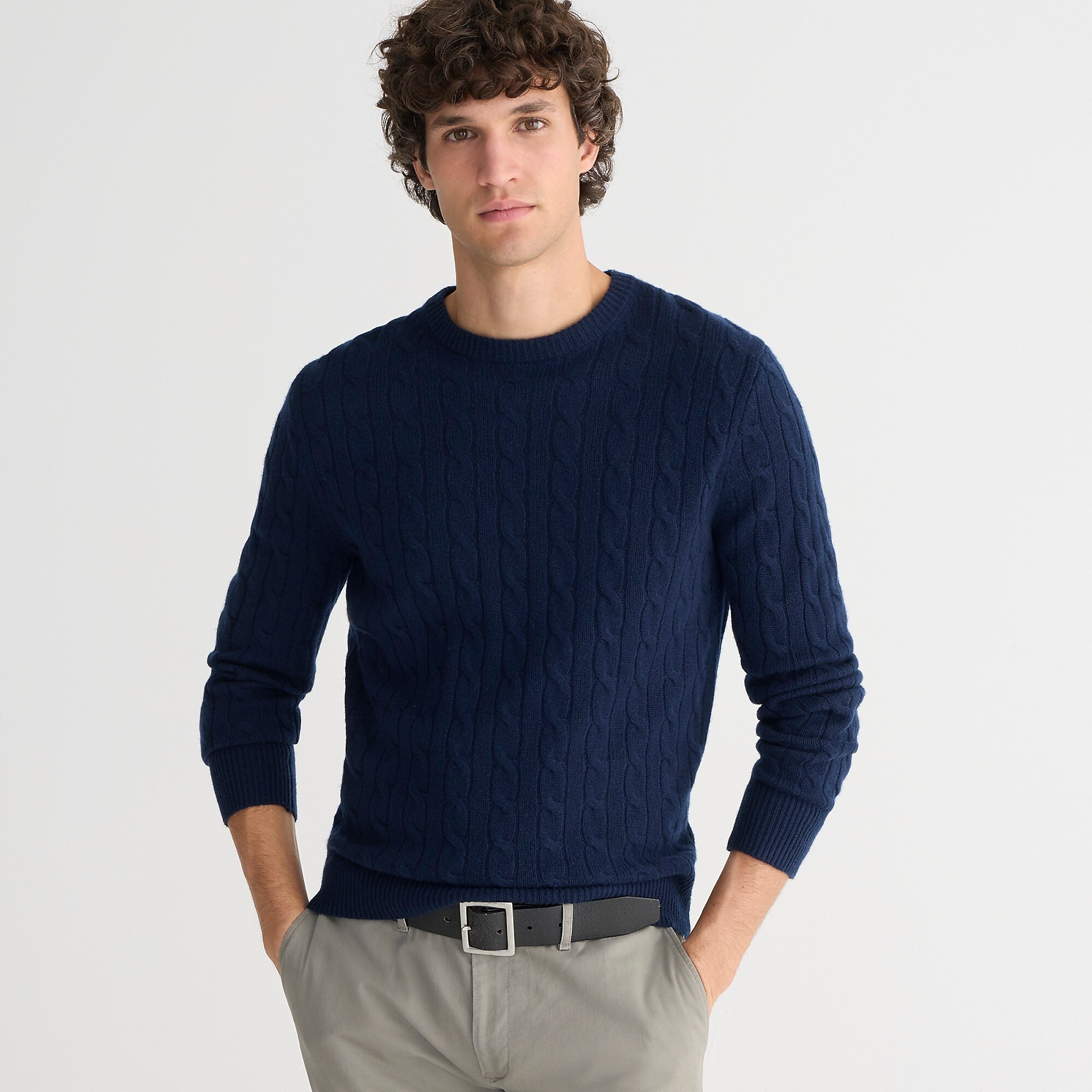 Cashmere cable-knit sweater-Navy