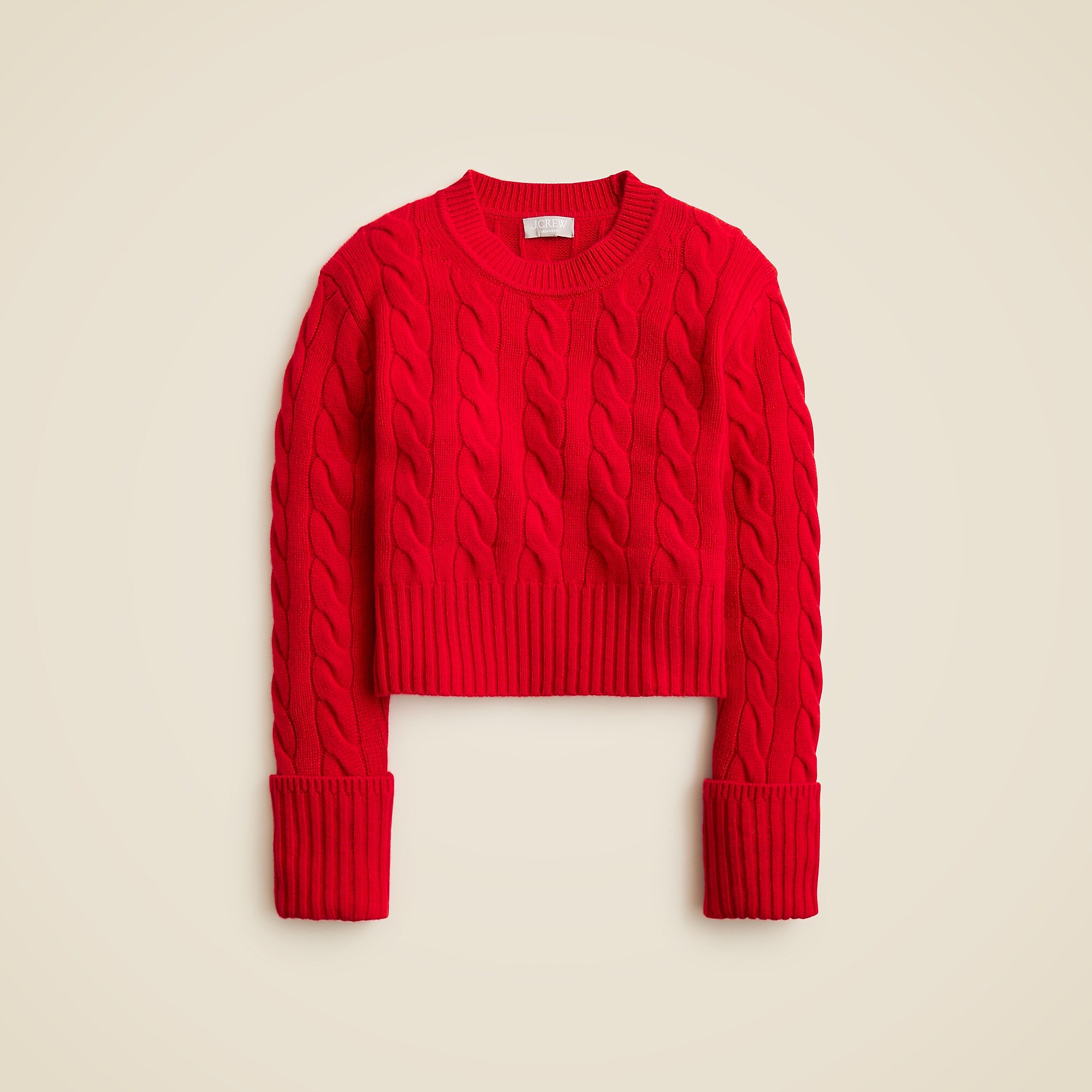 Collection cashmere cuffed crewneck sweater-Classic Cardinal