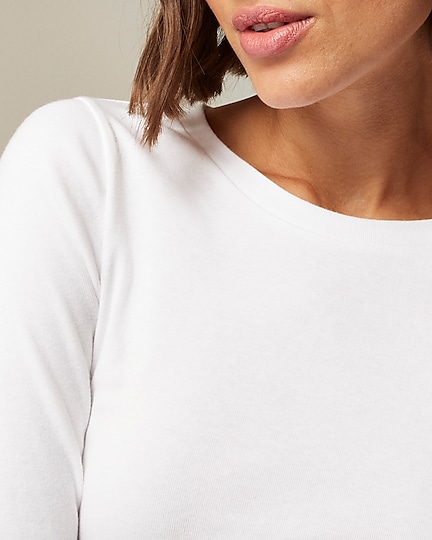 Perfect-fit long-sleeve crewneck T-shirt-White