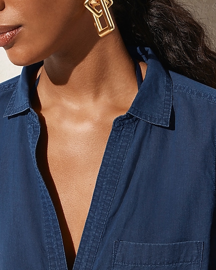 Bungalow tunic beach dress in indigo cotton voile