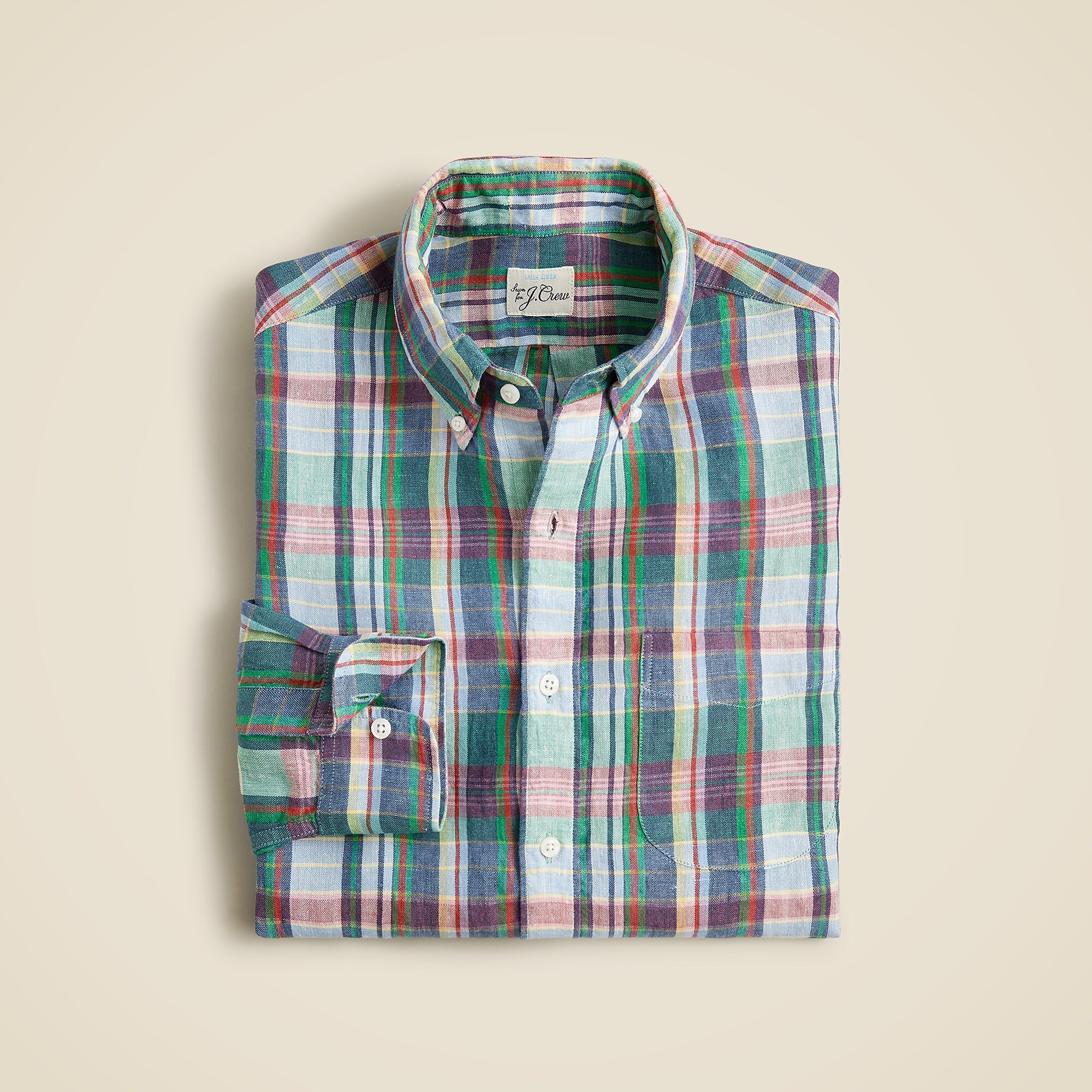 Baird McNutt Irish linen shirt-Mckenzie Plaid Blue Gre