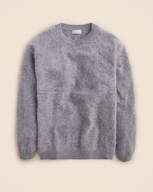 Brushed cashmere relaxed crewneck sweater-Hthr Dark Grey