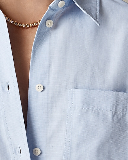 Étienne oversized shirt in striped cotton poplin-Blue Eoe