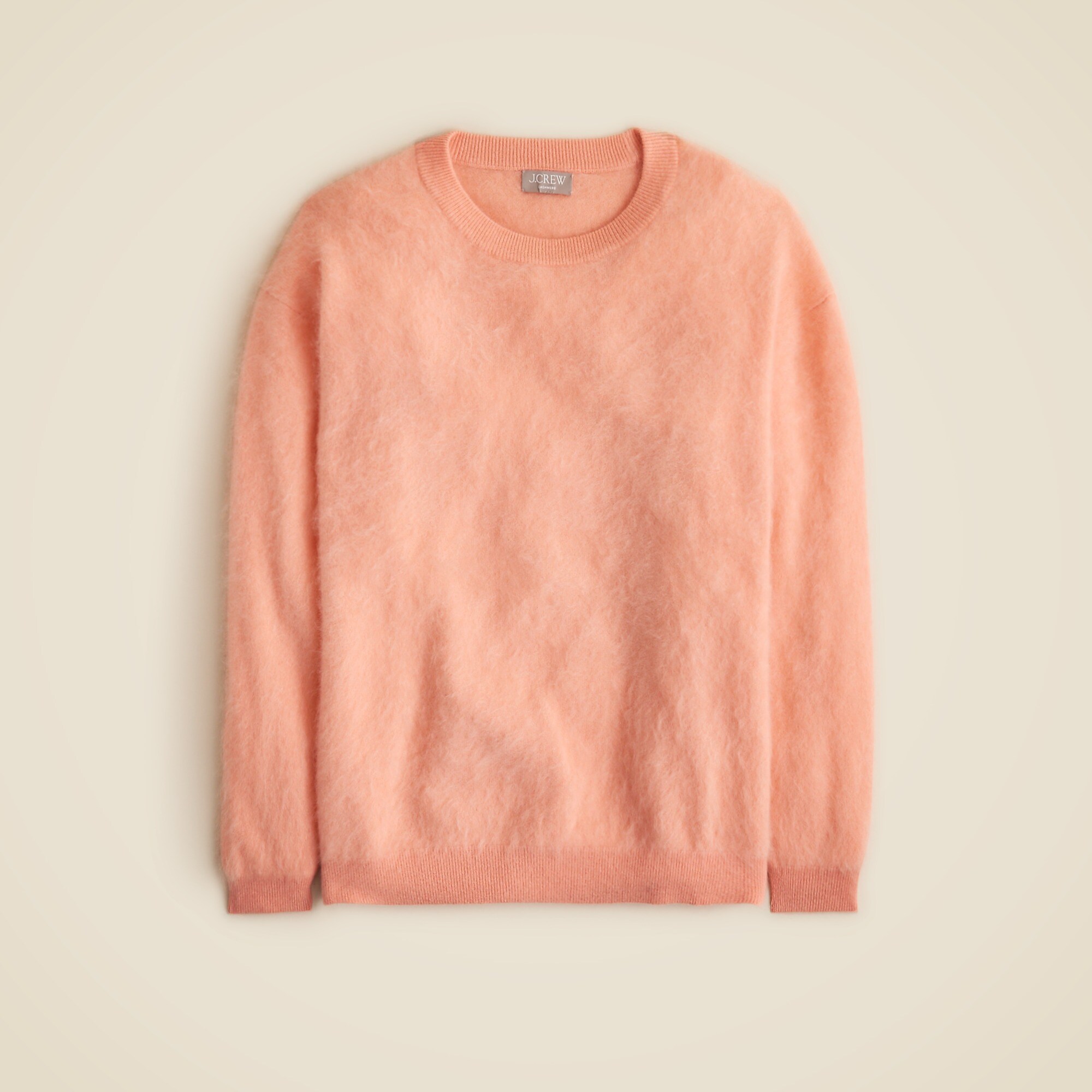 Brushed cashmere relaxed crewneck sweater-Peach Clay